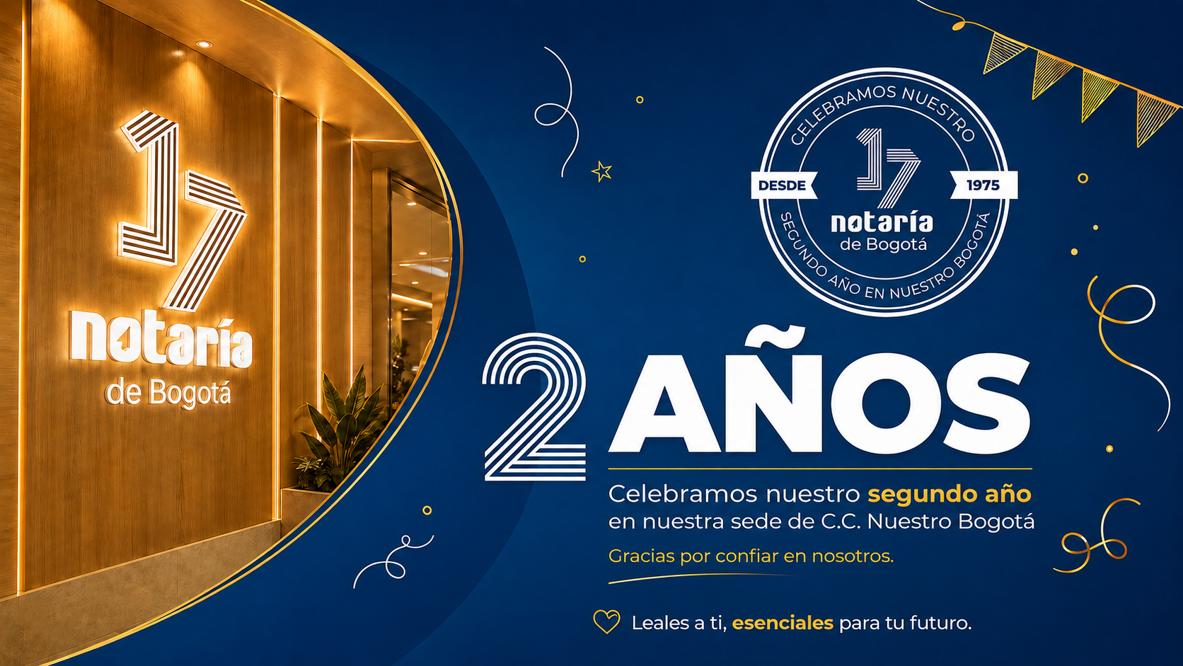 Aniversario 2 años Banner 2 años Notaría 17